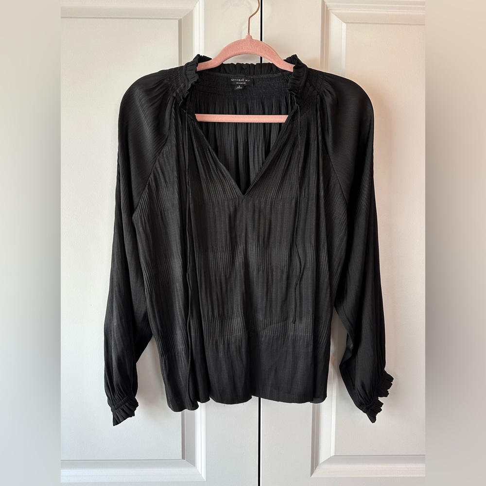 Current Air Women’s Angelica Pleated Blouse Black (Size S)